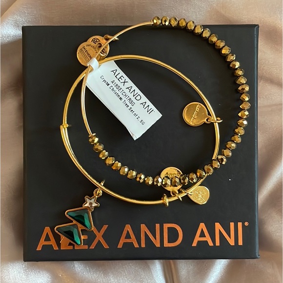 Alex and Ani Christmas tree set of 2 bangles - Picture 2 of 7